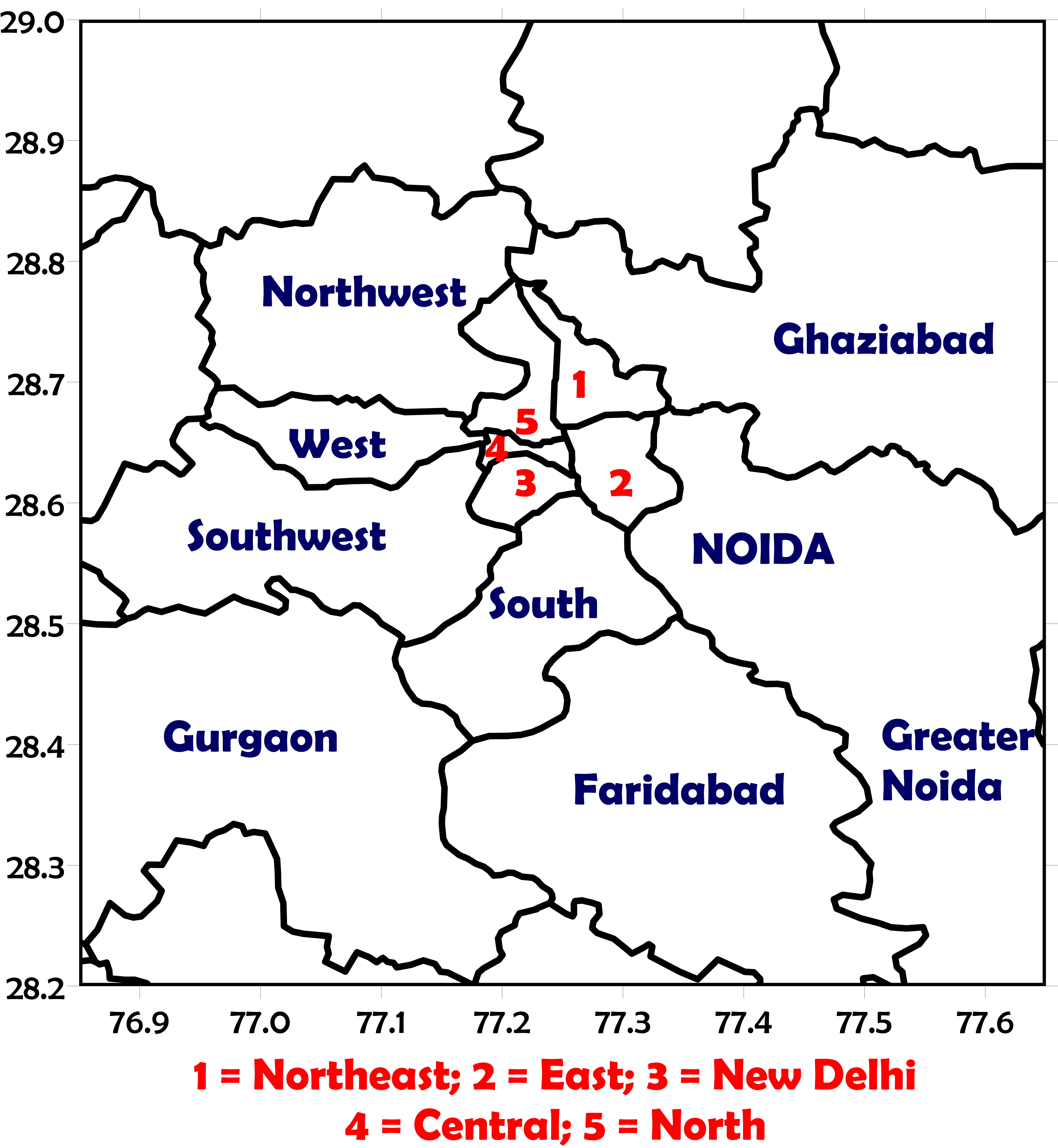 Delhi District Boundaries